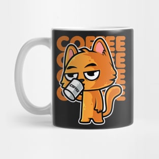 Funny Orange Cat and Coffee - Cat Lover design Mug